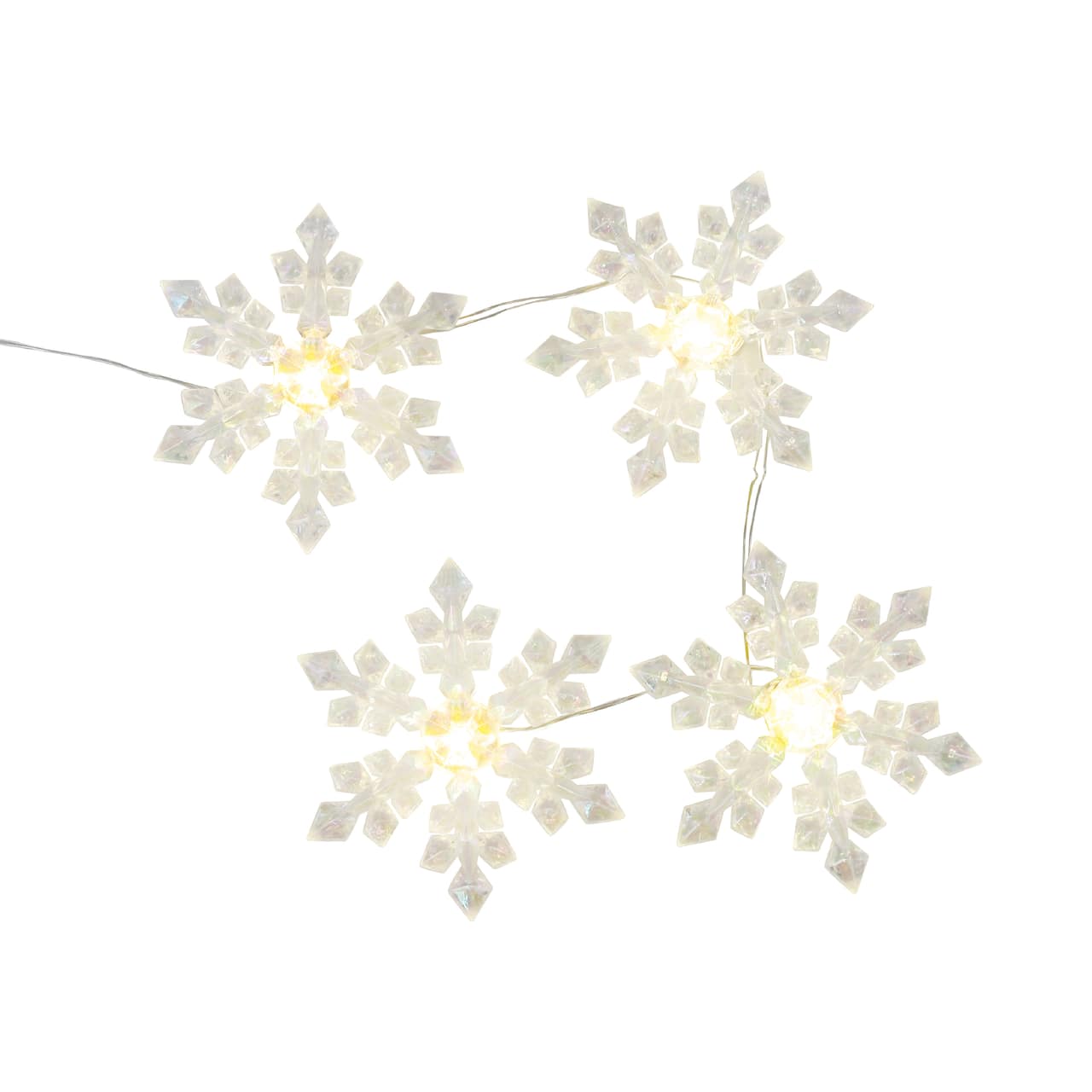 10ct. Warm White LED Iridescent Snowflake String Lights on Silver Wire by Ashland®